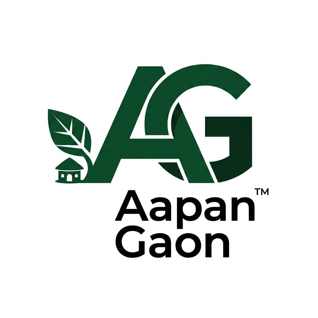 AI Design for create the logo for the app which named as Aapan Gaon, we need to use caliiography or typorgraphic types logo using A G alphabets, so create it using green and black with white bg make it more innvovative like i have attached use that type of style for app logo
give the A and G