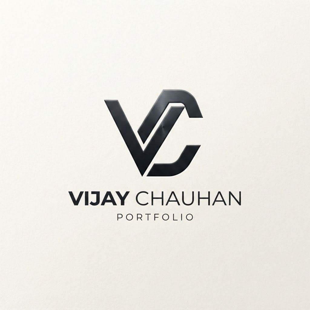 AI Design for i am creating my portfolio i want to create its logo, my name is Vijay Chauhan, the logo should be of two words or it can be one synbol