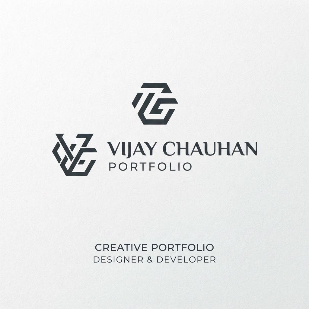AI Design for i am creating my portfolio i want to create its logo, my name is Vijay Chauhan, the logo should be of two words or it can be one synbol