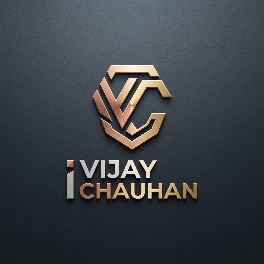 AI Design for i am creating my portfolio i want to create its logo, my name is Vijay Chauhan, the logo should be of two words or it can be one synbol
