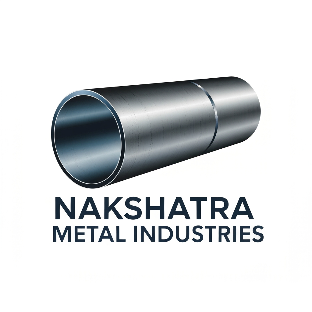 AI Design for generate a steel metal pipe logo called Nakshatra metal industries
