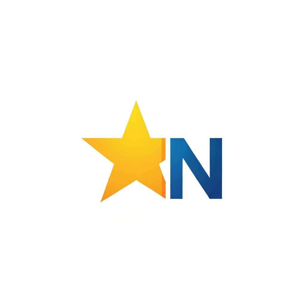 AI Design for a logo icon with a star with negative spacing N towards the right