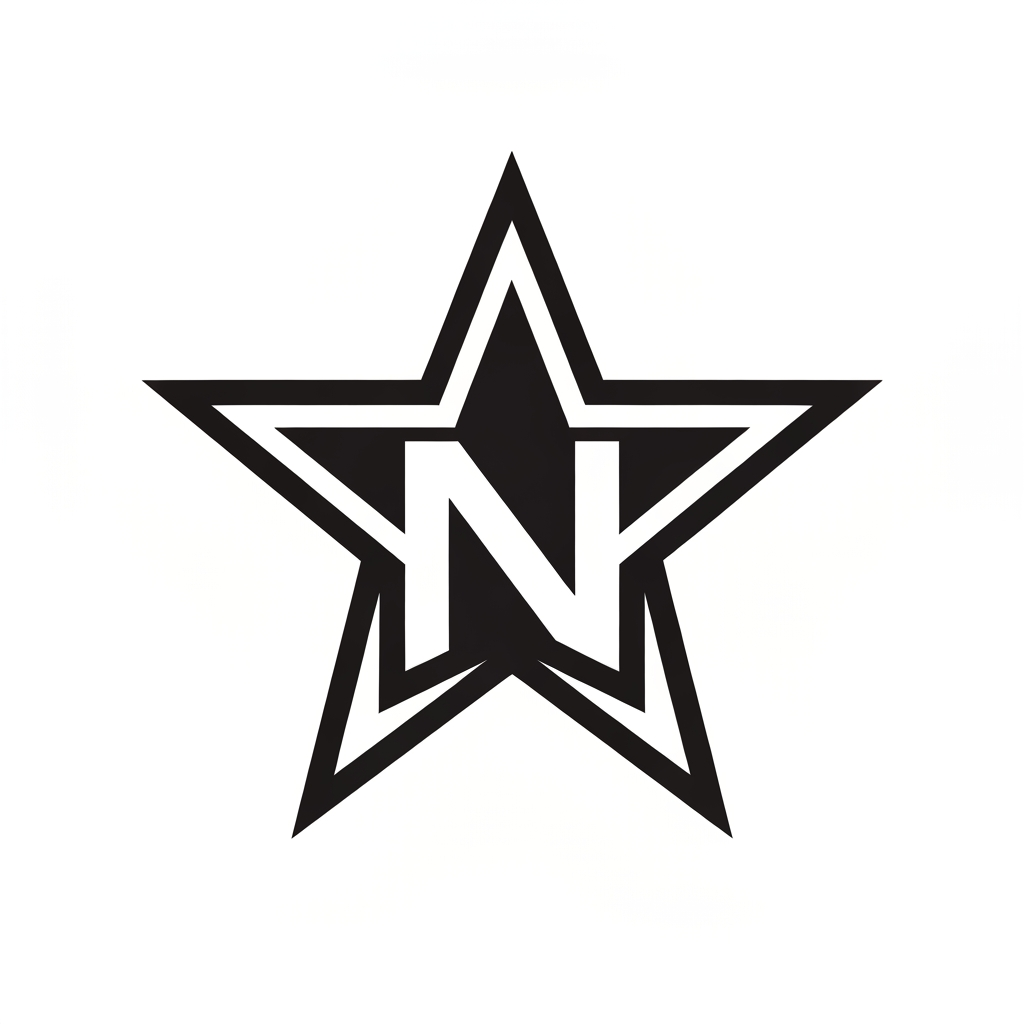 AI Design for a logo icon with a star with negative spacing N in it