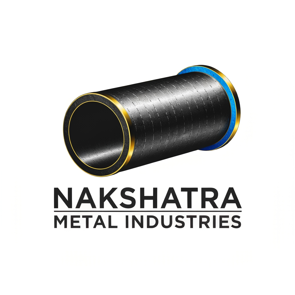 AI Design for generate a steel metal pipe logo called Nakshatra metal industries