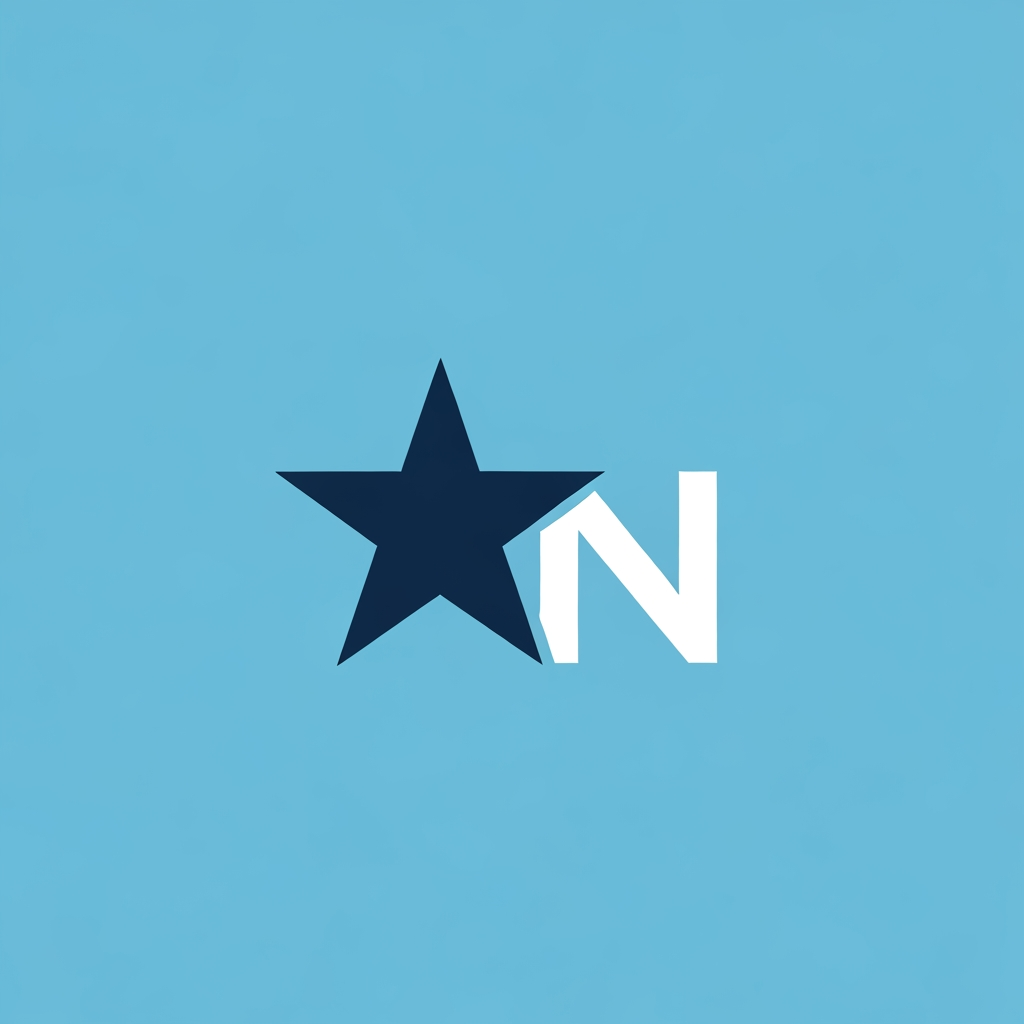 AI Design for a logo icon with a star with negative spacing N towards the right