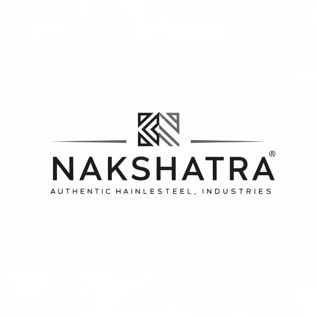 AI Design for generate a logo called Nakshatra metal industries a brand that sells authetic creftified Stainless Steel Pipes, Tubes, Rods, keep it sleek grand minimal