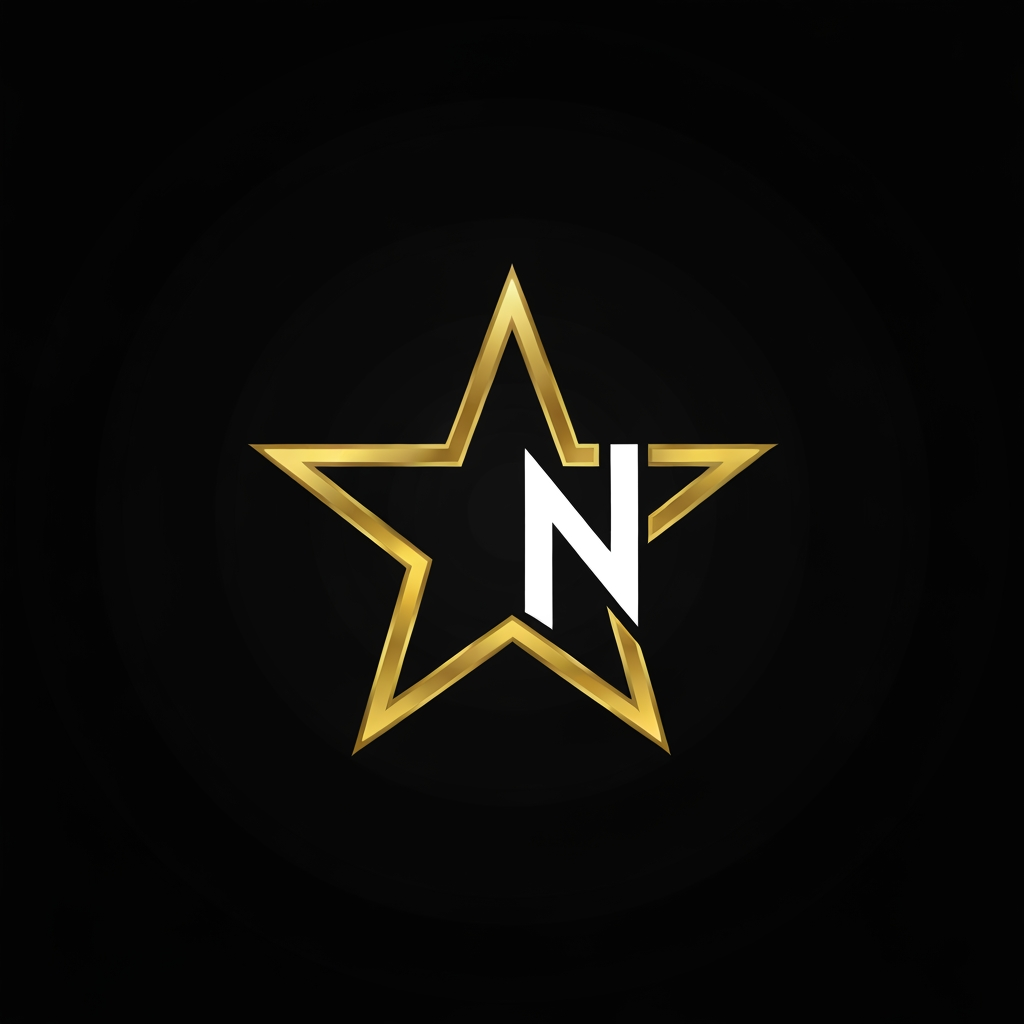 AI Design for a logo icon with a star with negative spacing N towards the right