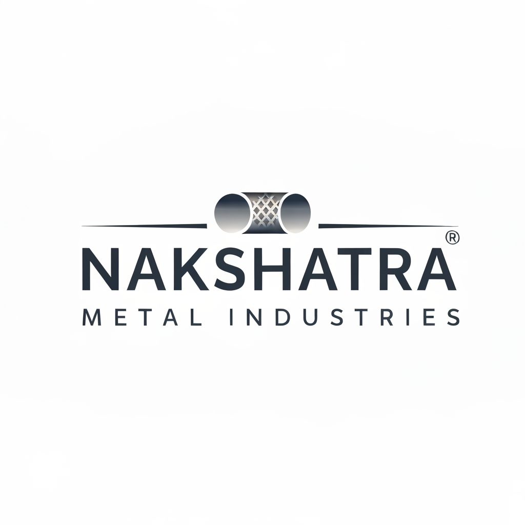 AI Design for generate a logo called Nakshatra metal industries a brand that sells authetic creftified Stainless Steel Pipes, Tubes, Rods, keep it sleek grand minimal