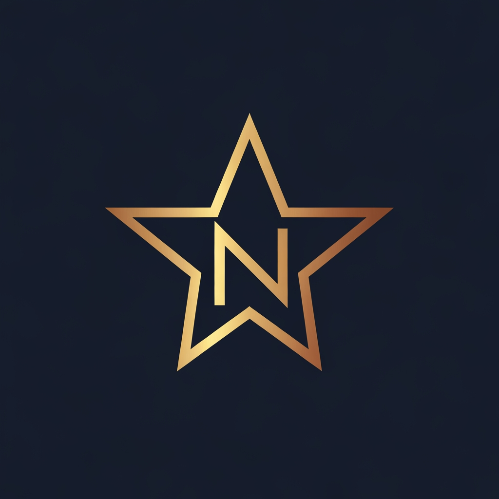 AI Design for a logo icon with a star with negative spacing N in it