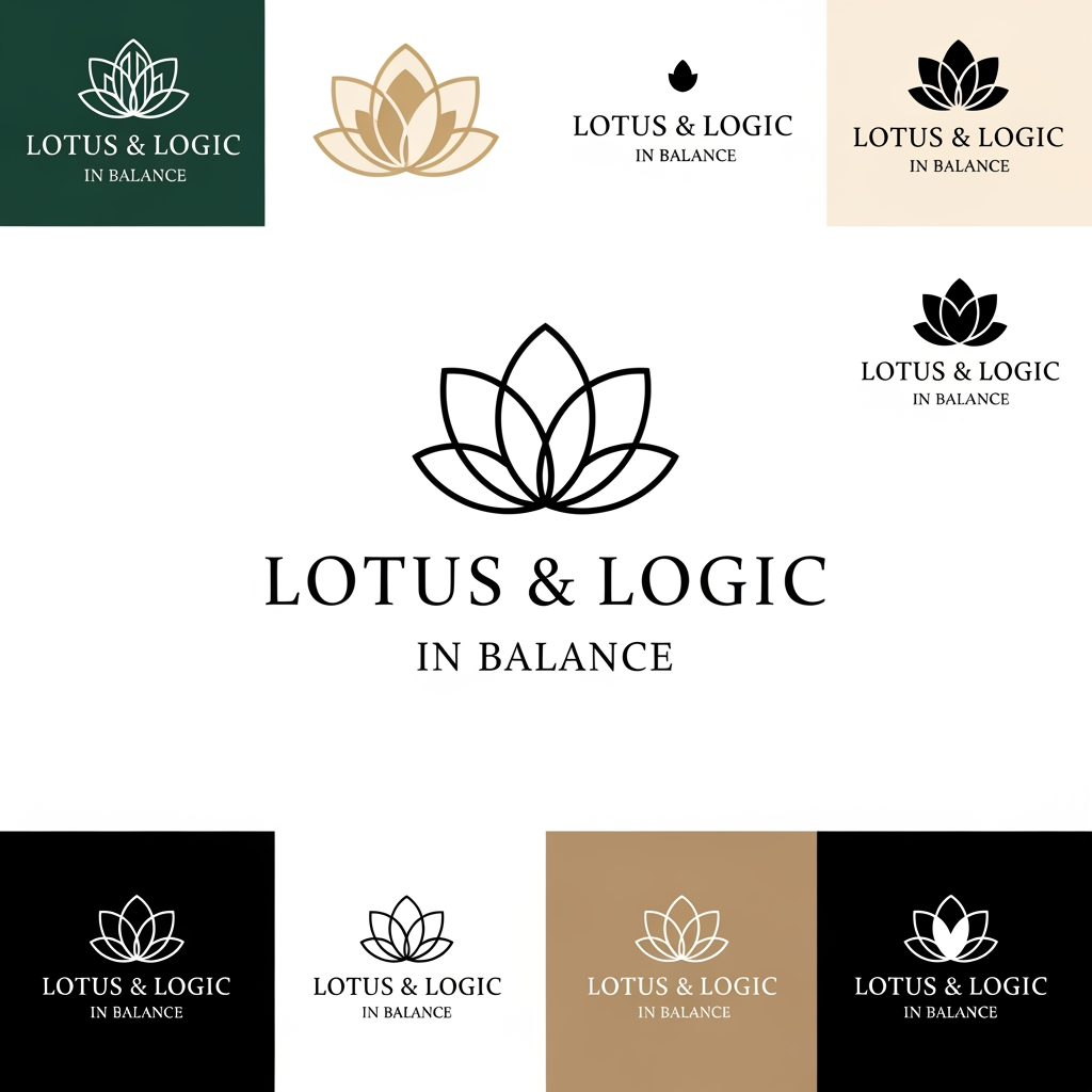 AI Design for # LOTUS & LOGIC — Premium Logo Design Prompt
**Design a timeless luxury logo for a premium thinking systems brand named "Lotus & Logic" with the tagline "In Balance."**
The brand creates reusable notebooks, planners, journals, and productivity tools that help people think clearly, organize intentionally, and live with balance. The logo should represent clarity, intelligence, mindfulness, and personal growth rather than stationery.
## Logo Concept
Create a **minimal geometric lotus** composed of **three perfectly symmetrical petals**.
Each petal carries symbolic meaning:
* **Left Petal:** Logic — structure, systems, planning, discipline, rational thinking.
* **Center Petal:** Balance — harmony, mindfulness, presence, purpose, calm. This is the visual focal point.
* **Right Petal:** Growth — reflection, creativity, transformation, learning, becoming.
The petals should appear to be **gently opening**, symbolizing:
**"A mind unfolding."**
The logo should communicate clarity emerging through thoughtful reflection.
## Design Direction
The symbol must feel:
* Minimal
* Architectural
* Premium
* Luxurious
* Timeless
* Intelligent
* Balanced
* Calm
* Sophisticated
* Gender-neutral
Avoid making it resemble a decorative flower. It should feel like an iconic brand mark rather than botanical artwork.
## Visual Language
Blend inspiration from:
* Japanese minimalism
* Scandinavian simplicity
* Luxury editorial branding
* Sacred geometry
* Architectural precision
* Indian philosophy
* Modern premium identity systems
The geometry should feel mathematically balanced with perfect symmetry and harmonious proportions.
## Construction
* Three-petal lotus only
* Clean geometric curves
* Uniform stroke weight (or refined solid form)
* Perfect symmetry
* Large negative space
* Strong silhouette
* Excellent scalability
* Instantly recognizable at favicon size
* No unnecessary decorative elements
The logo should be suitable for:
* Embossing
* Debossing
* Foil stamping
* Letterpress
* Laser engraving
* Packaging
* Notebook covers
* App icons
* Wax seals
* Business cards
* Premium stationery
## Color Direction
Primary palette:
* Deep Forest Green
* Champagne Gold
* Ivory
* Black
Secondary palette:
* Warm Beige
* Stone Grey
* Deep Burgundy (special editions)
Generate primarily in black on a white background, ensuring the logo remains effective in monochrome before applying color.
## Typography
Pair the symbol with an elegant, high-end editorial serif wordmark.
Characteristics:
* Refined
* Minimal
* Luxurious
* Readable
* Well-spaced
* Not overly decorative
The typography should complement—not compete with—the lotus symbol.
Place the tagline **"In Balance"** beneath the wordmark with generous spacing in a refined small-cap or light serif style.
## Overall Feeling
The final identity should feel like a cross between:
* A luxury publishing house
* A premium design studio
* A timeless philosophy brand
* A high-end lifestyle company
* A modern productivity system
It should evoke calm intelligence, intentional living, and quiet confidence.
## Negative Prompt
Avoid:
* Decorative floral illustrations
* Mandala patterns
* Yoga clichés
* Spiritual clip art
* Gradient-heavy effects
* Cartoon styling
* Feminine-only aesthetics
* Thin fragile strokes
* Busy details
* AI-generated visual artifacts
* Generic lotus icons
* Watercolor effects
* 3D mockups
* Shadows
* Glow
* Complex textures
* Overlapping petals that reduce clarity
* Stock-logo appearance
## Output Requirements
Produce a clean vector-style brand identity with:
* Primary logo
* Icon-only version
* Horizontal lockup
* Vertical lockup
* Black version
* White version
* Monochrome version
* Transparent background
* Flat design
* Crisp edges
* Professional branding presentation
The final mark should be distinctive enough to function as a memorable trademark and remain elegant and relevant decades into the future.