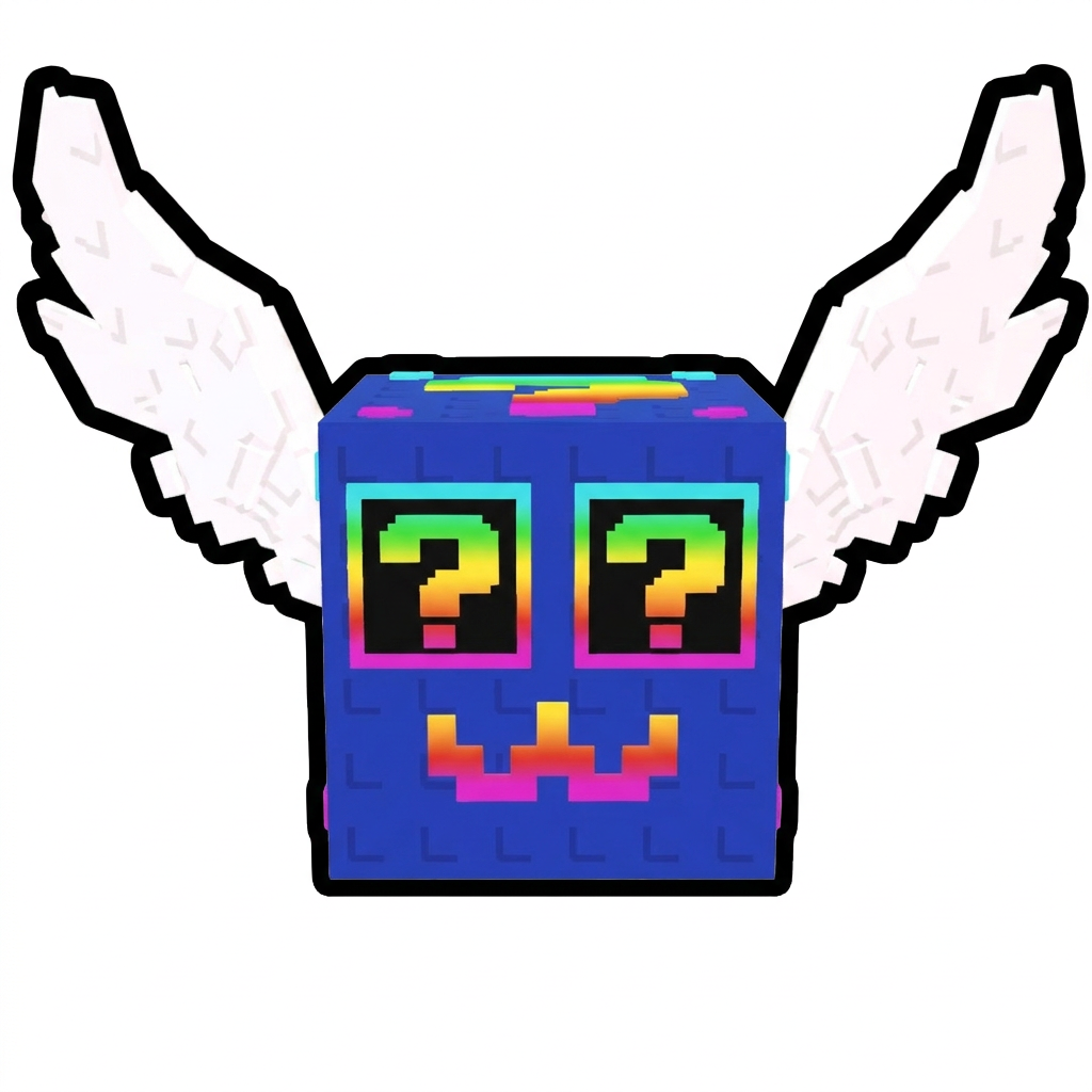 make this lucky block wings face upwards DO NOT CHANGE THE STYLE DO NOT CHANGE ANYTHING ELSE