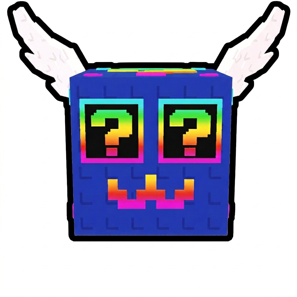 make this lucky block wings face upwards DO NOT CHANGE THE STYLE DO NOT CHANGE ANYTHING ELSE