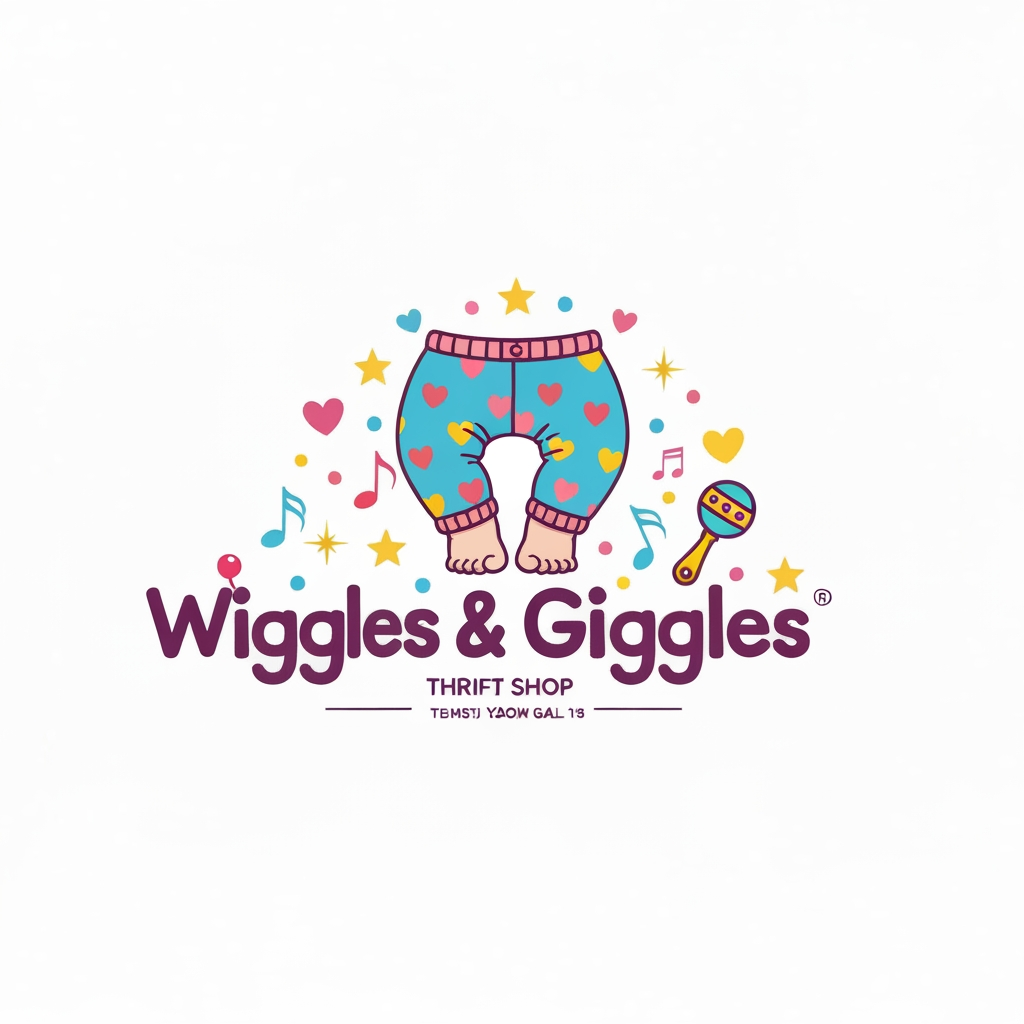 Create Colorful Logo for a Thrift shop that sells baby Clothes Name of the shop is Wiggles&Giggles