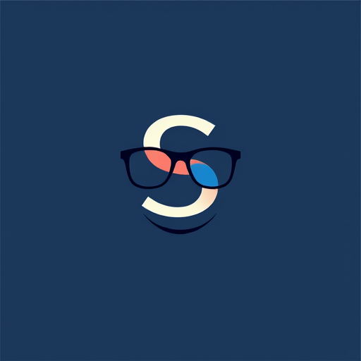 AI Design for design a logo to have an “S” in it with glasses in front of it. Then a Smile underneath it.