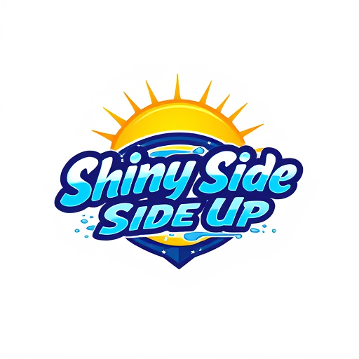 AI Design for design a colorful, fun, and catchy logo for a carwash company named shiny side up