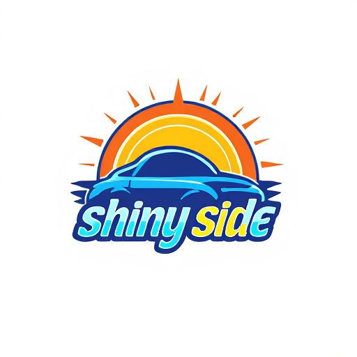 AI Design for design a colorful, fun, and catchy logo for a carwash company named shiny side up