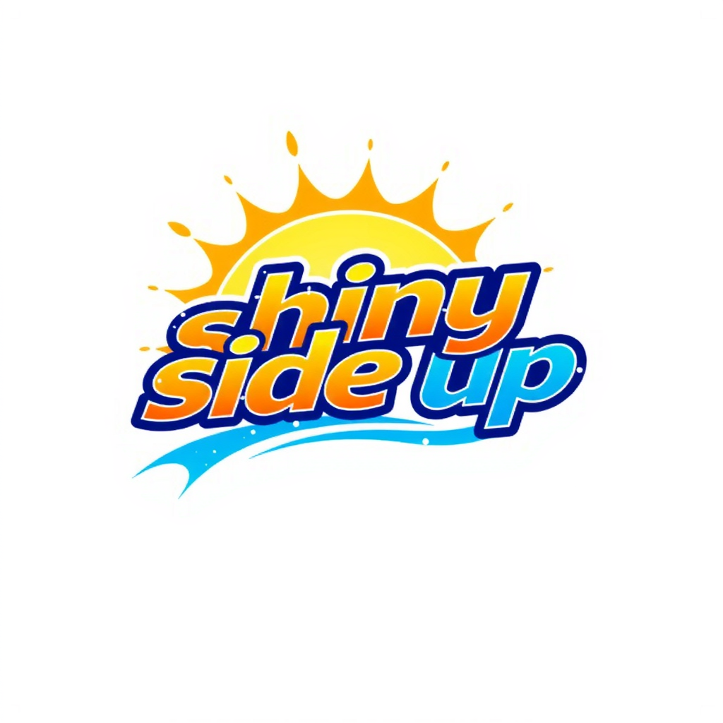 AI Design for design a colorful, fun, and catchy logo for a carwash company named "shiny side up" with its complete name on the logo put a car in it