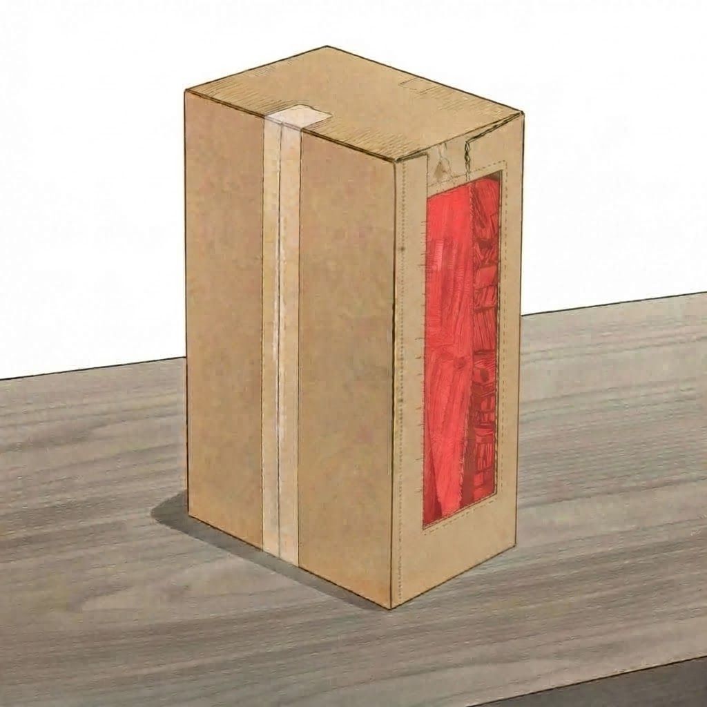 AI Design for The area highlighted in semi-transparent red in this image indicates where to make changes. make rectangular opening bigger, 80% of the side's surface. show products in red as is