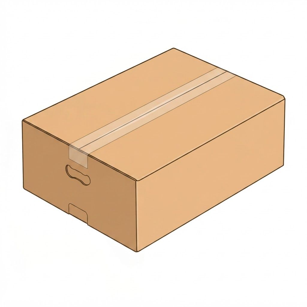 AI Design for template of simple master carton box' length 40 cm, width 29 cm, height 14 cm, closed with tape