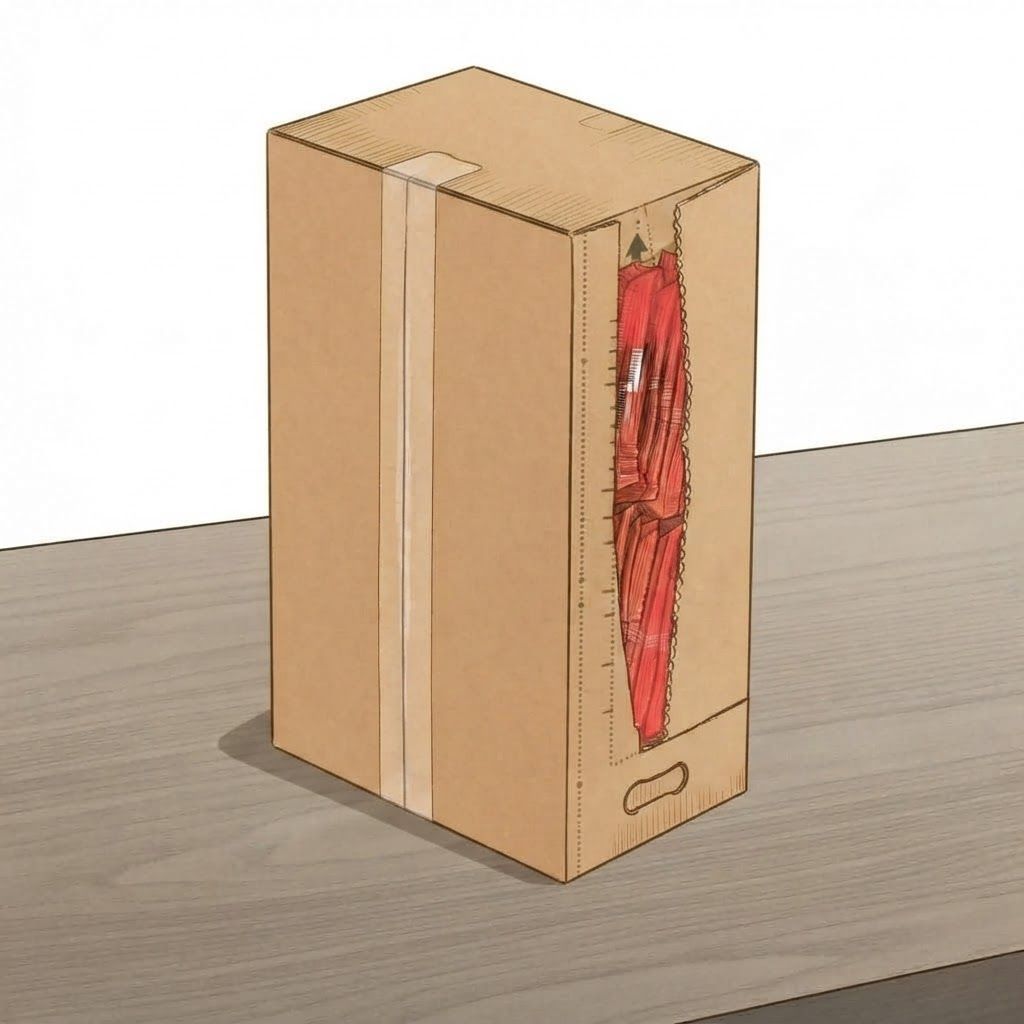 AI Design for The area highlighted in semi-transparent red in this image indicates where to make changes. turn this box in it's small side, the handle on the table, vertically