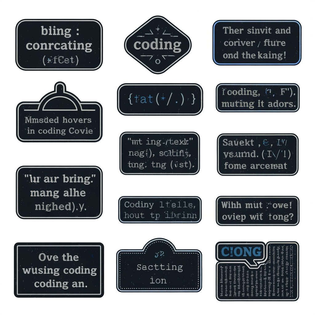 i need coding stickers for hackathon
english only
it shld hve like the sticker's outline 
it shld be hackerish-coderish vibe dark