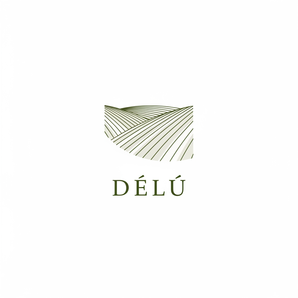 AI Design for Minimalist logo design for a premium restaurant named "Dűlő". The icon should feature subtle, thin topographical lines representing vineyard slopes. Color palette: deep olive green and off-white. Clean, elegant, vector style, white background, sophisticated typography.