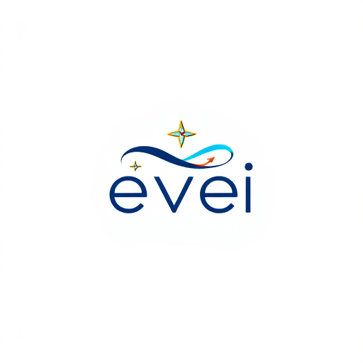 AI Design for create a wtermark using the name êvei and add infinity and plane with star