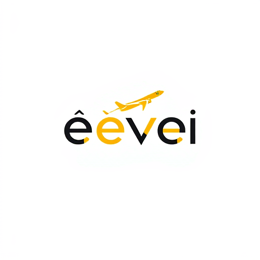 AI Design for create a wtermark using the name êvei and add infinity and airplane with star using yellow and black fonts and designs