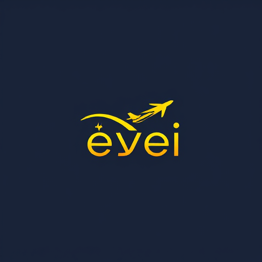 AI Design for create a wtermark using the name êvei and add infinity and airplane with star using yellow and black fonts and designs
