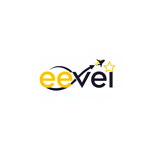 AI Design for create a wtermark using the name êvei and add infinity and airplane with star using yellow and black fonts and designs