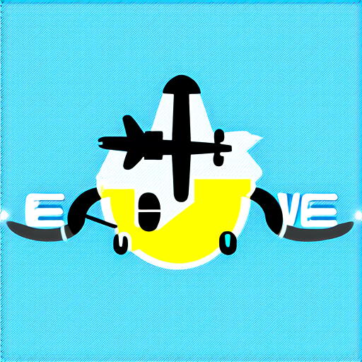 AI Design for create a watermark: use evie name and create an infinity and airplane with yellow star using yellow and black font