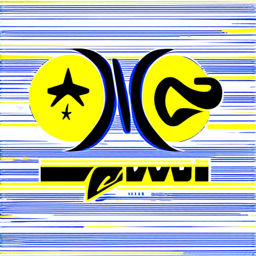 AI Design for create a watermark using the name êvei and add infinity and airplane with star using yellow and black fonts and designs