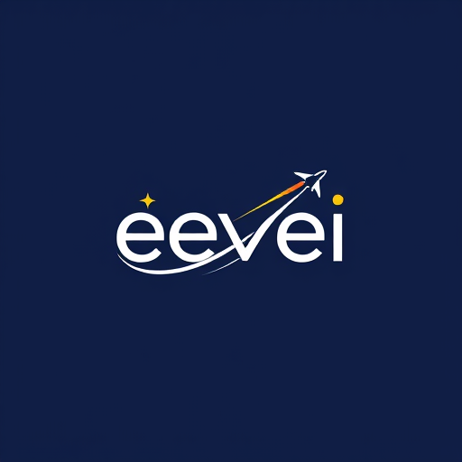 AI Design for create a wtermark using the name êvei and add infinity and airplane with star