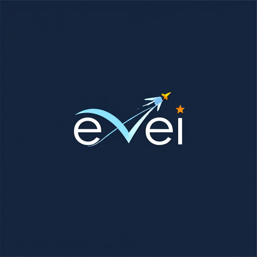 AI Design for create a wtermark using the name êvei and add infinity and airplane with star