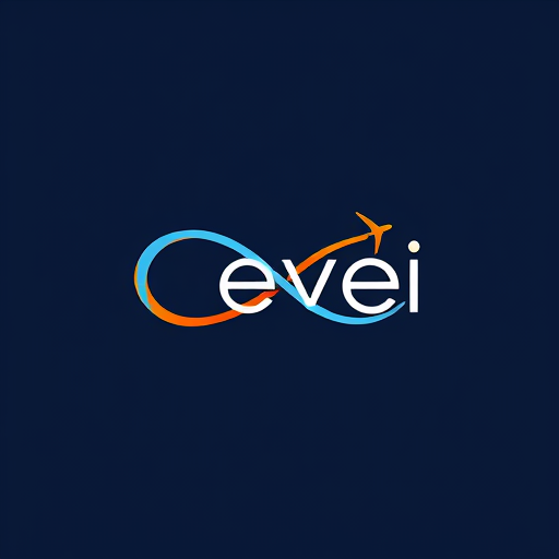 AI Design for create a wtermark using the name êvei and add infinity and airplane with star