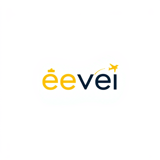 AI Design for create a wtermark using the name "êvei" use single "e" and add infinity and airplane with star using yellow and black fonts and designs