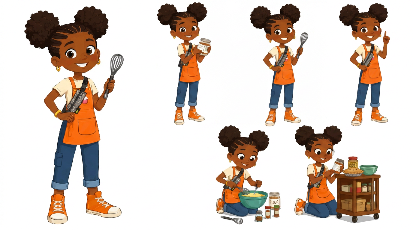 AI Design for make updates to the illustrations in the first image according to the changes mentioned in the second image, ensure accuracy and detail of the character, high definition professional artwork.