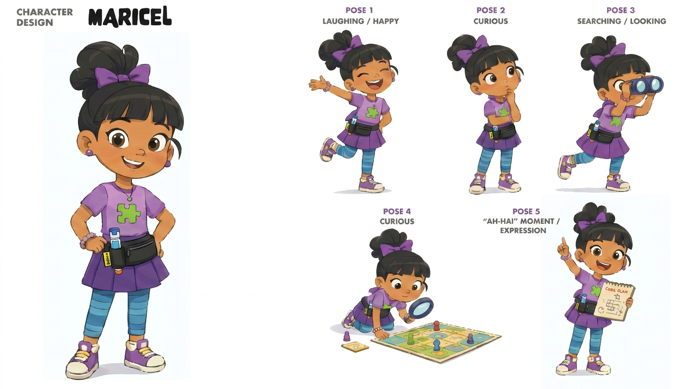 AI Design for fix the illustrations . add the yellow tag on the left side of her epipen bag