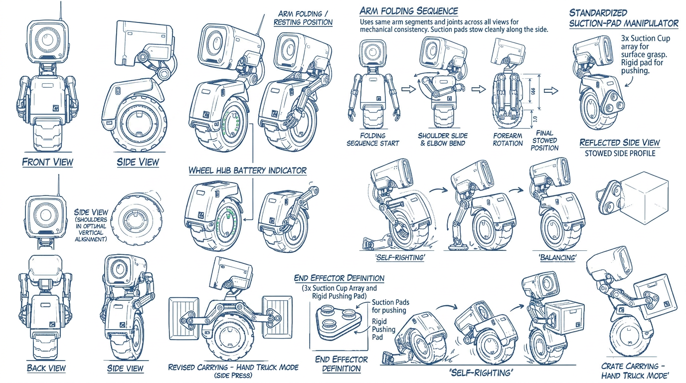 AI Design for clean a bit the outdated views, and correct the few inconsistencies between views . only illustration on solid white background. cleaner composition.