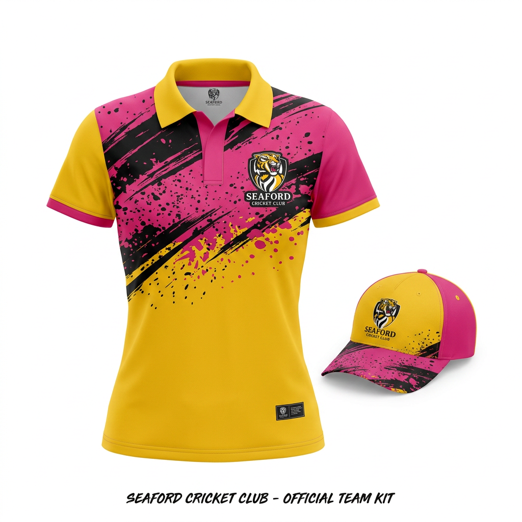 AI Design for desgin of our new womans team shirt. i want you to create the design based on the shirt shown in this image. recreating this on a template for our clothing company to print. exact same details. ensure accuracy. only design on solid white background