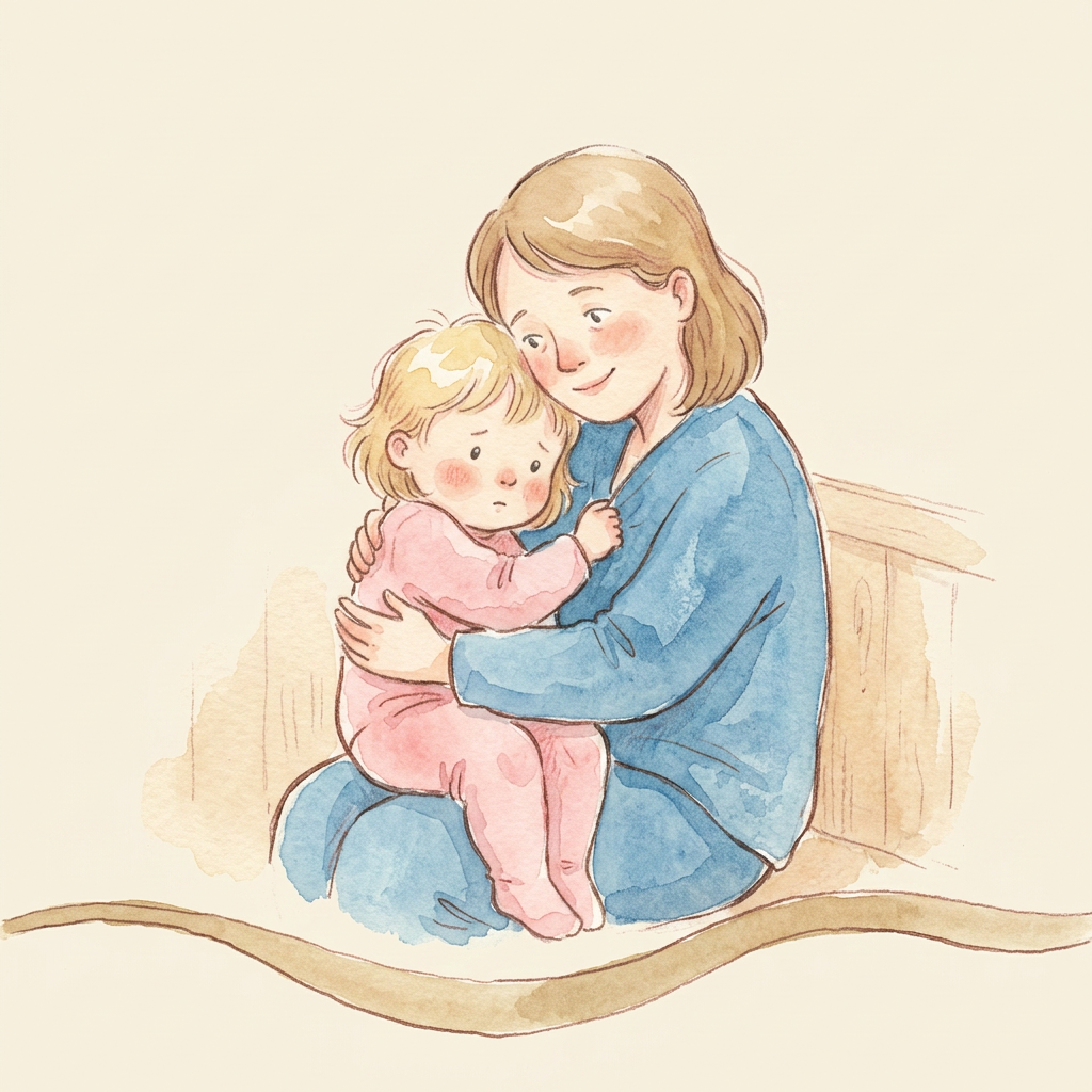 AI Design for Art style reference: (follow reference image)
A warm handcrafted children's picture-book illustration painted with delicate watercolor and colored pencil techniques. Soft textured paper surface, visible watercolor blooms, gentle pigment variations, imperfect hand-painted edges, subtle pencil linework, and organic brush strokes.
Characters have charming childlike proportions:
slightly oversized expressive eyes
rounded faces
soft cheeks with gentle blush
simplified facial features
small rounded hands and feet
natural imperfect hair shapes
emotionally readable expressions
The illustration should feel like a page from a premium children’s storybook, similar to traditional watercolor picture books. Avoid modern vector illustration. Avoid sharp digital edges. Keep the artwork tactile, warm, and handmade.
Use:
soft watercolor washes
transparent layered pigments
delicate colored pencil details
loose ink contours
subtle paper grain
warm natural lighting
Composition:
Minimal storytelling scene with one emotional moment. Large areas of warm cream negative space. Soft organic shapes. No visual clutter.
Environment:
Warm wooden interior atmosphere, soft cream background, natural textures, gentle shadows.
Palette:
Warm muted colors:
cream paper (#F7F1E4)
warm sage (#7E9B6F)
deep forest green (#3F6B3B)
warm honey yellow
muted terracotta skin tones
signature warm blue parent clothing
signature pink child clothing
warm sage therapist clothing
BOARD 1 — “A first step”
Revised AI Image Prompt
A gentle children's picture-book watercolor illustration showing the first emotional moment of a child's journey.
A small child wearing soft pink clothing sits close against their parent, holding tightly for reassurance. The child has a round expressive face, large gentle eyes, soft rosy cheeks, and slightly messy natural hair. The child’s face is turned inward toward the parent’s shoulder, showing uncertainty but feeling safe.
The parent wears a signature warm blue outfit and gently embraces the child. The parent has a caring expression: slightly concerned eyes, soft smile, protective posture, communicating hope rather than fear.
The child is physically smaller and positioned lower in the composition. The parent creates a secure shelter around them.
No therapist appears.
The scene takes place in a warm welcoming abstract interior with soft cream background, subtle wooden textures, and gentle watercolor washes. Avoid any clinical setting.
A hand-painted organic ground ribbon runs horizontally at the bottom of the artwork.
Mood:
A tender first step, nervous but safe, a family beginning a journey together.
Style:
Premium children's storybook watercolor illustration, soft pencil outlines, visible watercolor texture, rounded characters, gentle expressive faces, handmade paper grain.
Avoid:
sadness or distress
crying
medical imagery
realistic photography
flat vector style