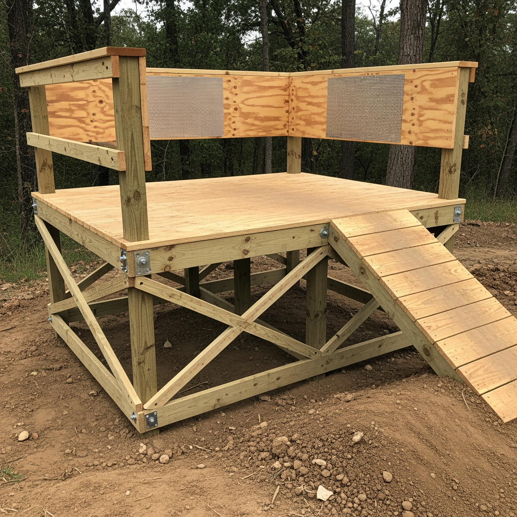 Dimensions recommandées

Pour un drop de 5 pieds :

Hauteur : 5 pieds
Plateforme du haut : environ 4 × 6 pieds minimum
Rampe d’accès : 6 à 10 pieds de long
Réception : idéalement une pente descendante, pas du plat
Matériaux
Structure
Madriers 2x6 ou 2x8 traités
Poteaux 4x4 pour les coins
Vis à bois extérieures
Équerres métalliques
Surface
Contreplaqué extérieur 3/4"
Optionnel : grillage métallique ou peinture antidérapante
Structure de base
1. Base

Fais un rectangle solide avec les 2x6 :

Renforts transversaux tous les 12–16 pouces
Mets les 4x4 dans les coins
2. Supports

Ajoute des diagonales :

Très important pour éviter le “wobble”
Mets-en des deux côtés
3. Plateforme

Visse le contreplaqué sur le dessus.

4. Rampe d’accès

Angle doux :

Plus la montée est longue, plus c’est facile
Tu peux faire une montée droite ou inclinée
5. Réception

Le plus important :

Fais une réception en pente avec de la terre compactée
Évite les réceptions complètement plates