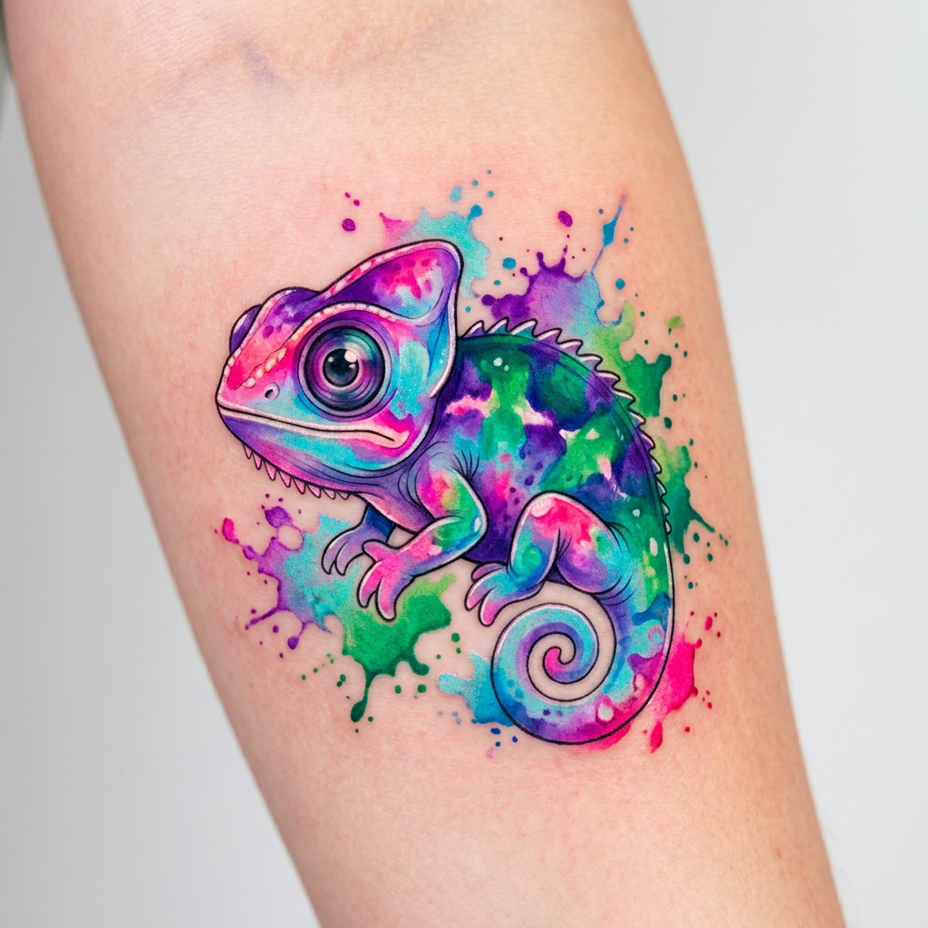make same chameleon as the first picture but with the colours as the second one