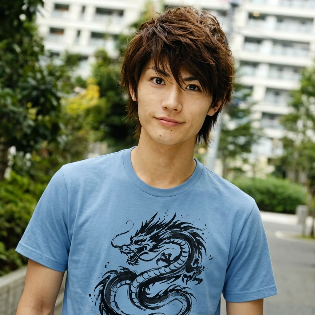 AI Design for take off the sweater, change the t-shirt drawing for a tribal oriental dragon, as if it were drawn by oriental ink
