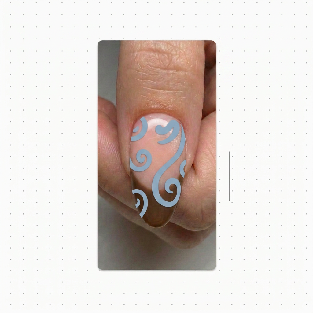 AI Design for make this blue nail design 2d but keep the nail realistic on a finger