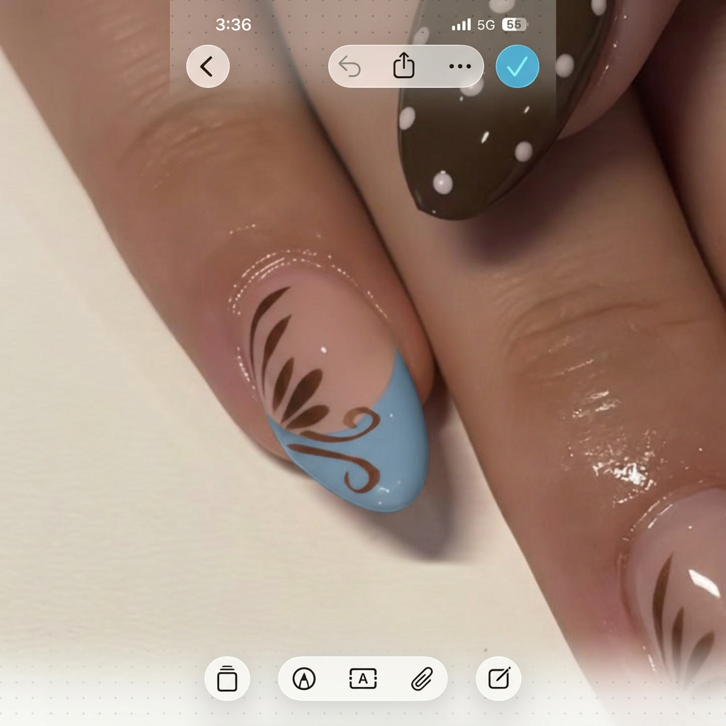 AI Design for change the pink french tip into a dusty light blue