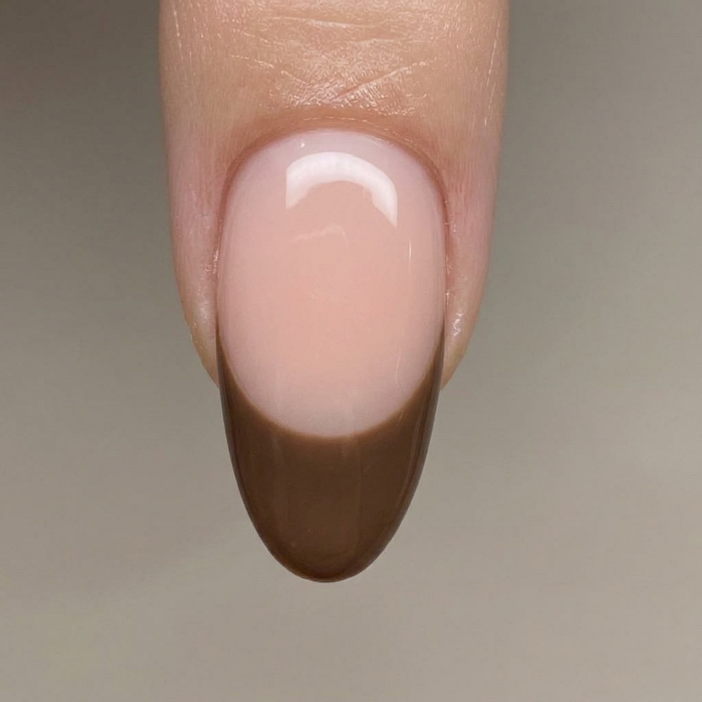 AI Design for just make it with no flourishes keep the nude base and just the brown French tip