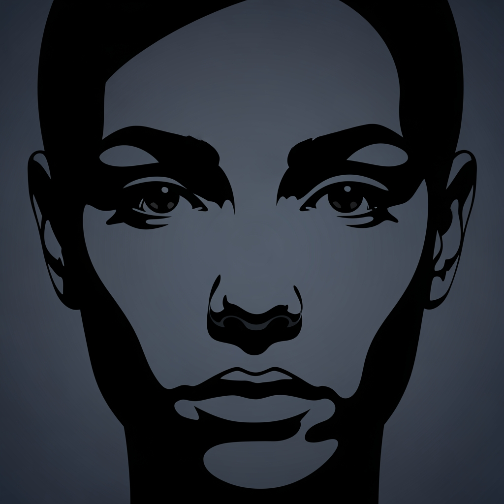 make a close up of his face only being the black parts for a profile icon