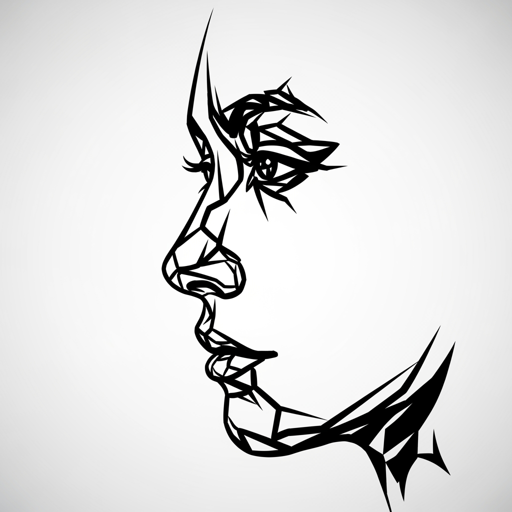 make a close up of his face only being the black parts for a profile icon