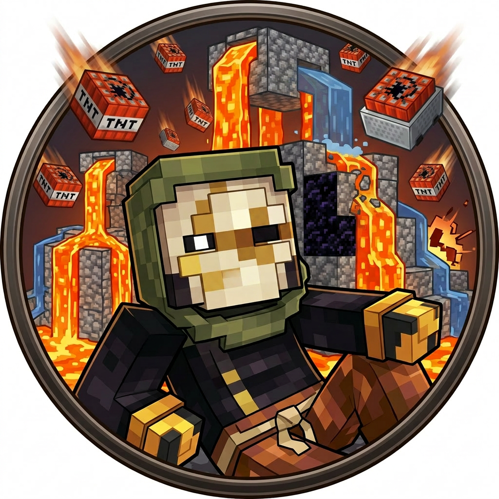 ok the new image I just added, make the SAME EXACT THING but with him not having a mouth. make it so the lava casts make more game sense not that there's lava pouring out of the same thing and stuff like that